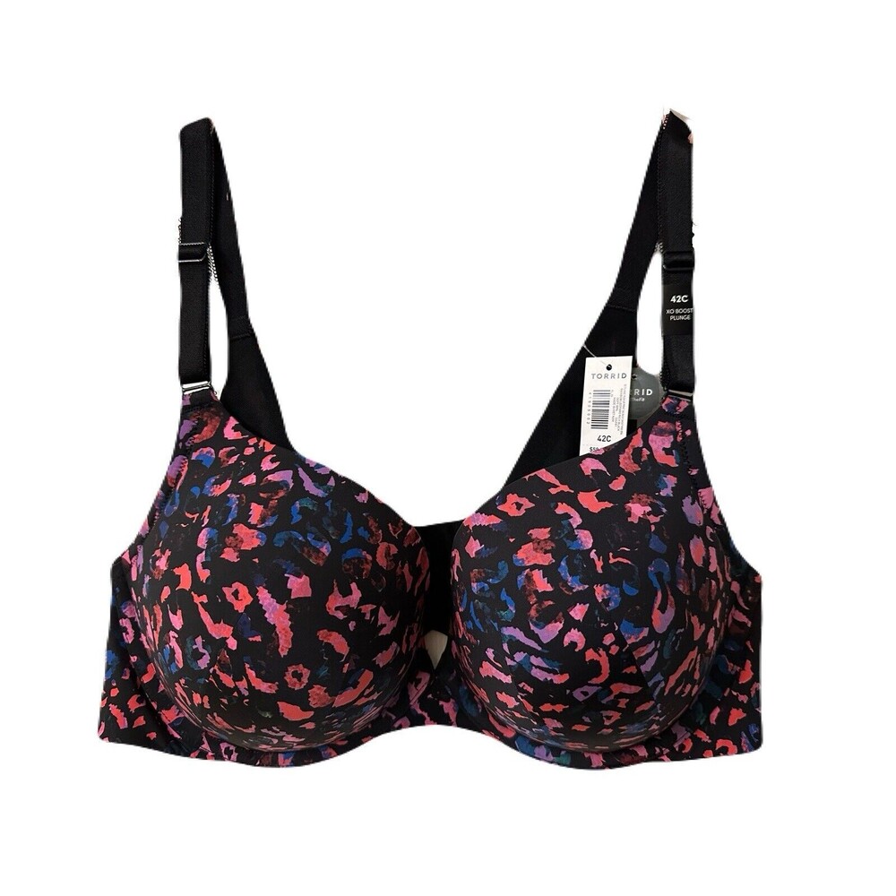 NEW Torrid Womens Bra Size 42C XO Plunge Sculpting Push Up Bra Rainbow Leopard - Picture 4 of 7